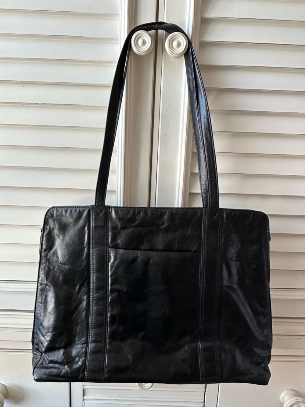 Classic Black genuine Leather Tote Bag